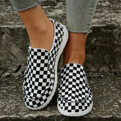 Women's Plaid Slip On Sneakers Outdoor Shoes