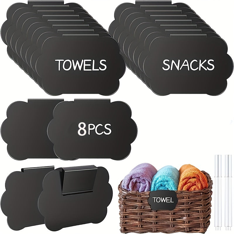 8pcs Storage Bin Basket Labels Chalkboard with Markers
