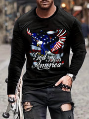 Eagle Print Men's Long Sleeve Novelty T shirt For Autumn