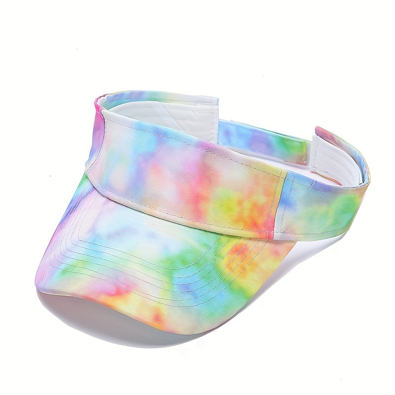 Purple Tie Dye Visor Hat Women UV Protection Lightweight Beach Sun Hats