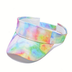 Purple Tie Dye Visor Hat Women UV Protection Lightweight Beach Sun Hats