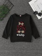 Girls' Leopard Portrait Crew Neck Sweatshirt Pullovers Kids Long Sleeve Tops