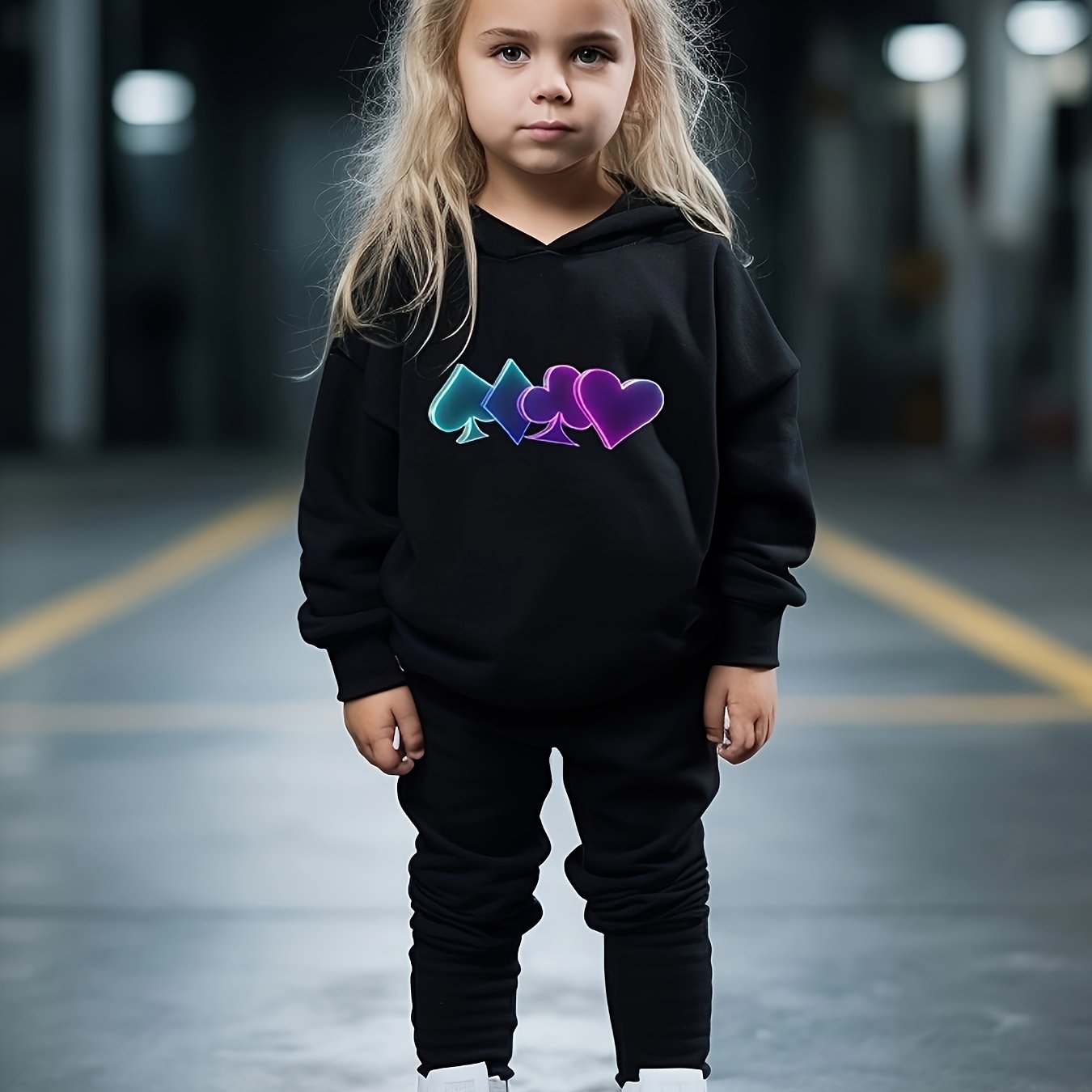 Girls 2pc Cartoon Hooded Sweatshirt & Sweatpants Set Kids Clothes For Girls