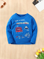 London Travel Boy's Tshirt Long Sleeve Crew Neck Cotton