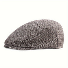 Men's Herringbone Beret Newsboy Cap Cabbie Hat