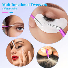 2pcs Precision Lash Tweezers Set Stainless Steel Blackheads Facial Hair Ingrow