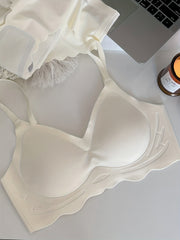 Scallop Trim Push Up Bra Comfy & Soft Everyday Bra Women's Lingerie