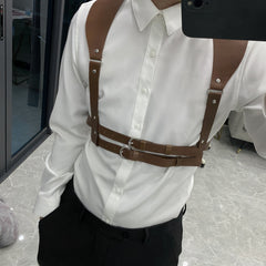 Men's Suspender Belt PU Leather Punk Style Shirt Accessories
