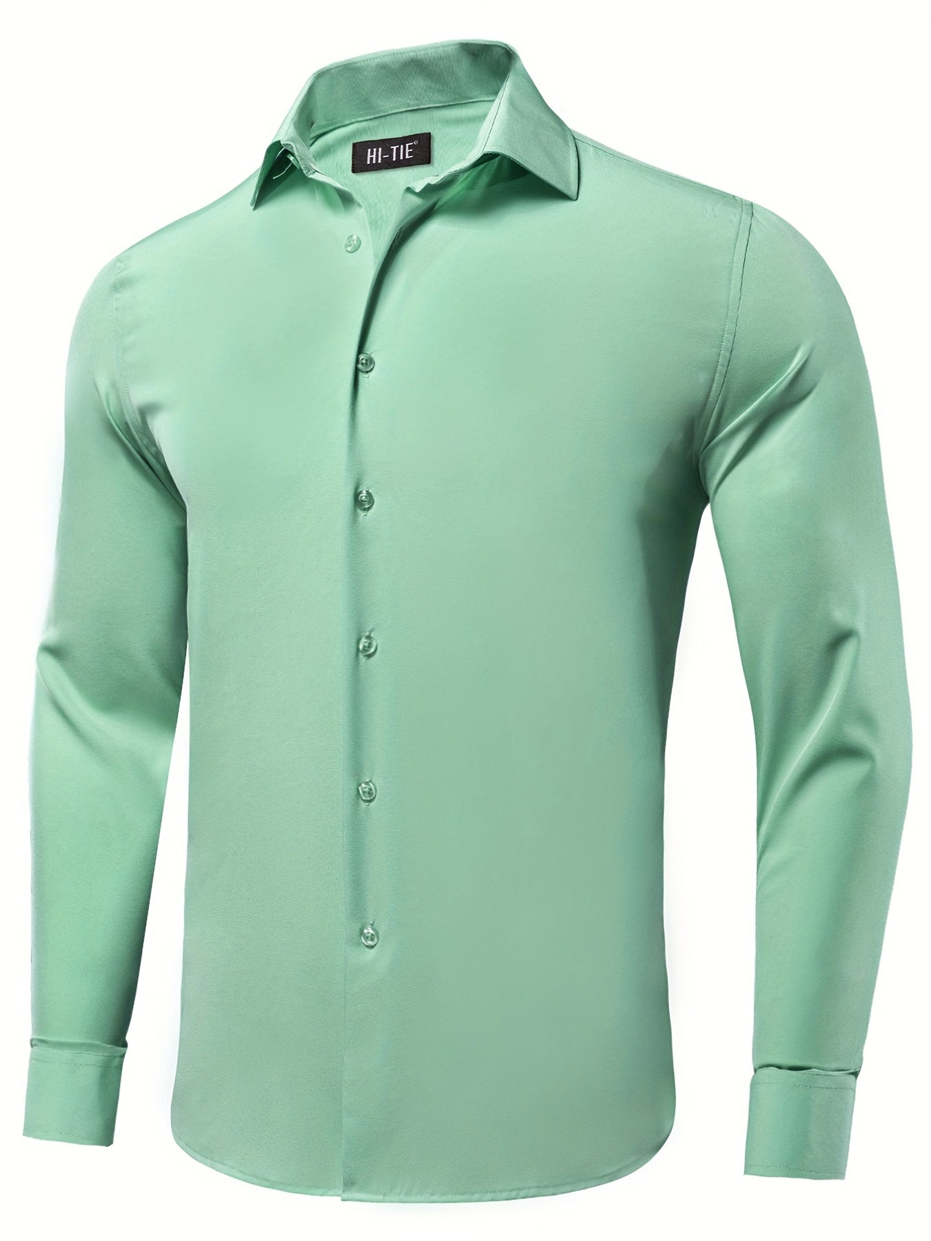 Men's Solid Casual Lapel Crew Shirt Long Sleeve Shirt
