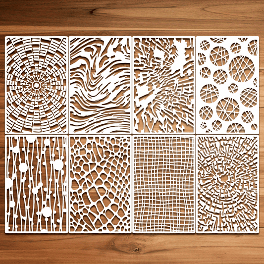 8pcs Reusable Texture Painting Stencil Crocodile Parquet Cross Section