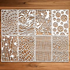 8pcs Reusable Texture Painting Stencil Crocodile Parquet Cross Section