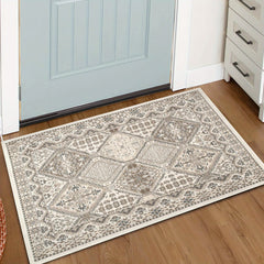 Brown Plaid Totem Print Runner Soft Kitchen Rug Non Slip