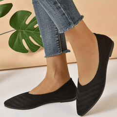 Women's Pointed Toe Ballet Flats Slip On Knit Shoes