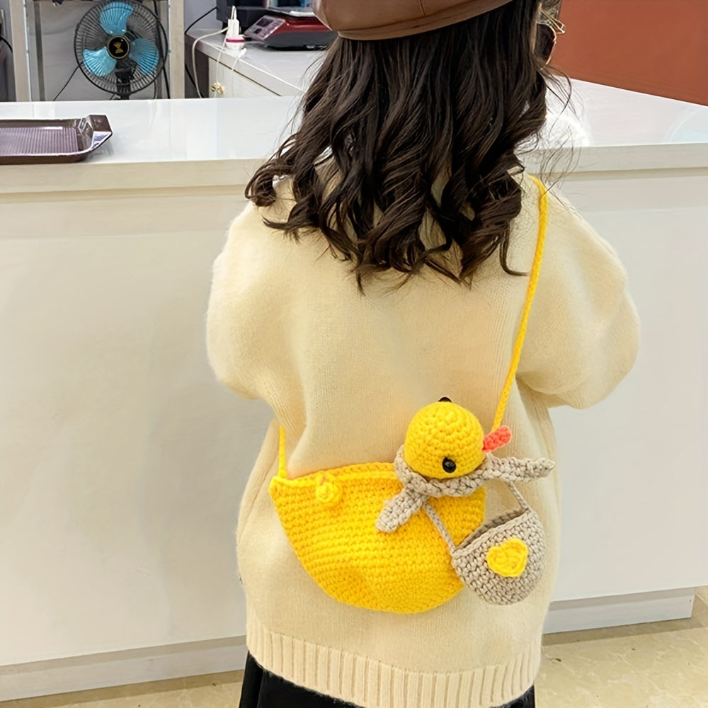 Cartoon Knit Duck Shoulder Bag for Kids