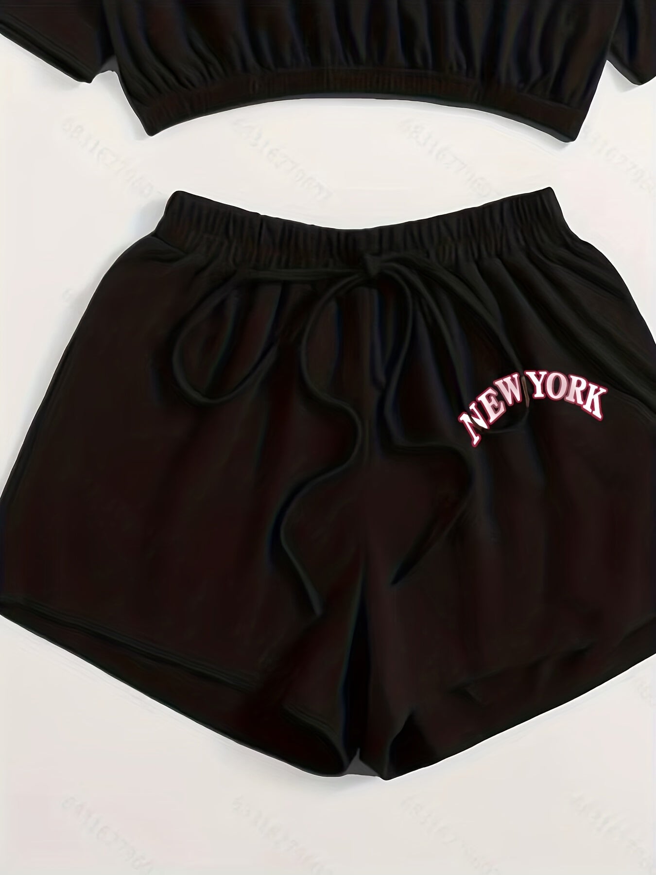 Women's Sporty Loungewear Set Crop Top & Drawstring Short