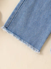 2pcs Baby Girls Bowknot Denim Camisole Top & Pants Set