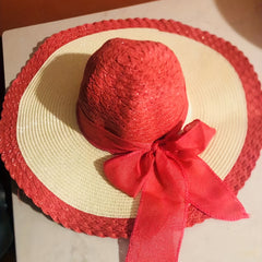 Bowknot Block Sun Hat Crochet Wide Brim Drawstring Straw Hat
