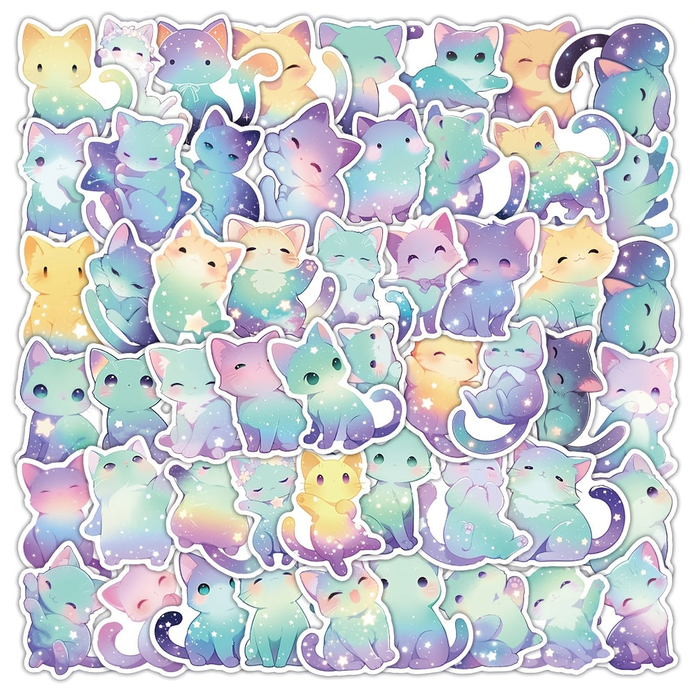 53pcs Cartoon Starry Sky Cats Funny Stickers Waterproof Vinyl Stickers