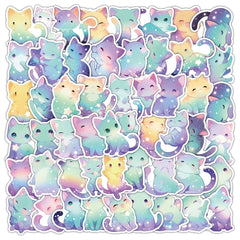 53pcs Cartoon Starry Sky Cats Funny Stickers Waterproof Vinyl Stickers