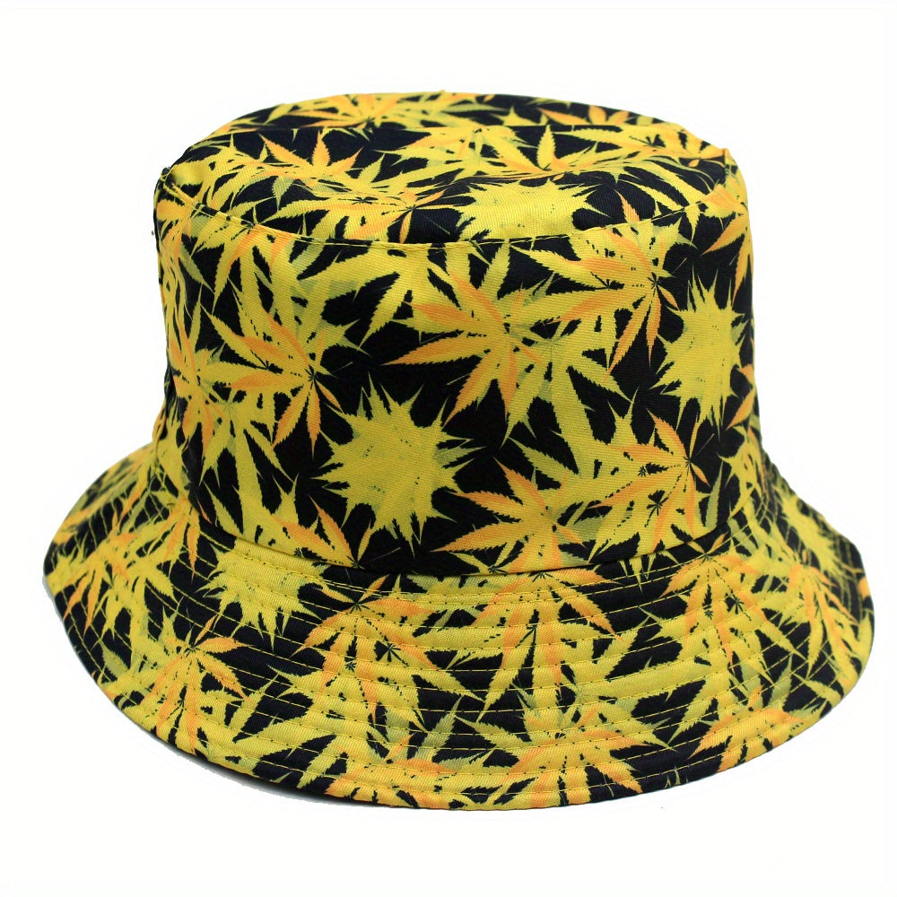 Maple Leaf Print Fisherman Hat Sunshade Sunscreen Basin Hat