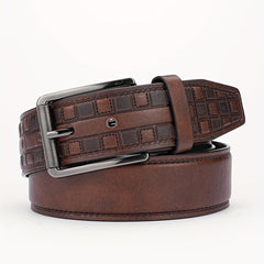 Alloy Pin Buckle PU Striped Belt Accessory Men