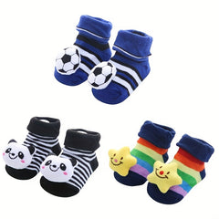 3Pairs Baby Girls Cartoon 3D Doll Socks