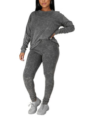 Tie Dye 2 pc Set Long Sleeve Crew Neck T-shirt & Slim Pants Outfit