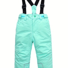 Girls Solid Suspender Trousers Ski Set Winter Sports Skiing