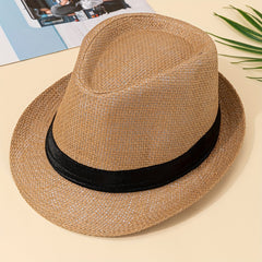 Men Straw Woven Sunshade Breathable Hat Sunscreen Sun Hat Jazz Hat