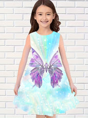 Girls Butterfly Sleeveless Dress for Summer
