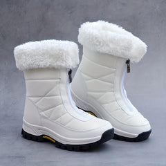 Women's Snow Boots Zipper Platform Comfortable Warm Outdoor Walking Shoes
