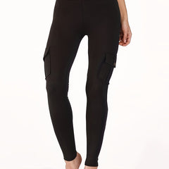 Women Elastic Tight Sports Pants Pocket High Waist Quick-dry Leggings