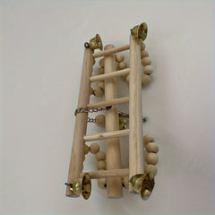 Wooden Hanging Bell Bird Cage Toy for Small Birds