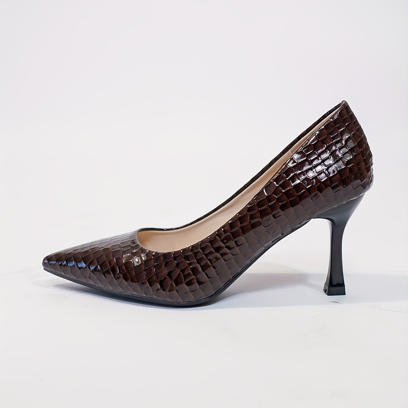 Crocodile Pattern Stiletto Heels Pointed Toe Dress Shoes
