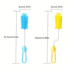 360 Rotating Silicone Bottle Brush Set for Baby Bottles, Pacifiers & Straws