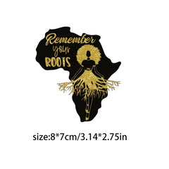 Afro Lady Roots Iron-On Transfer For Clothing - Golden