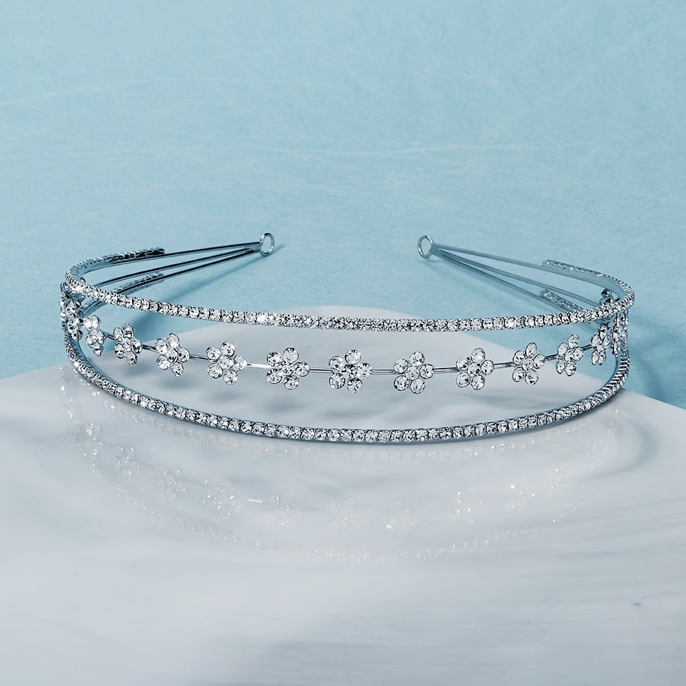 Rhinestone Flower Stretch Headband Adult Mini Hairband Party Hair Accessories