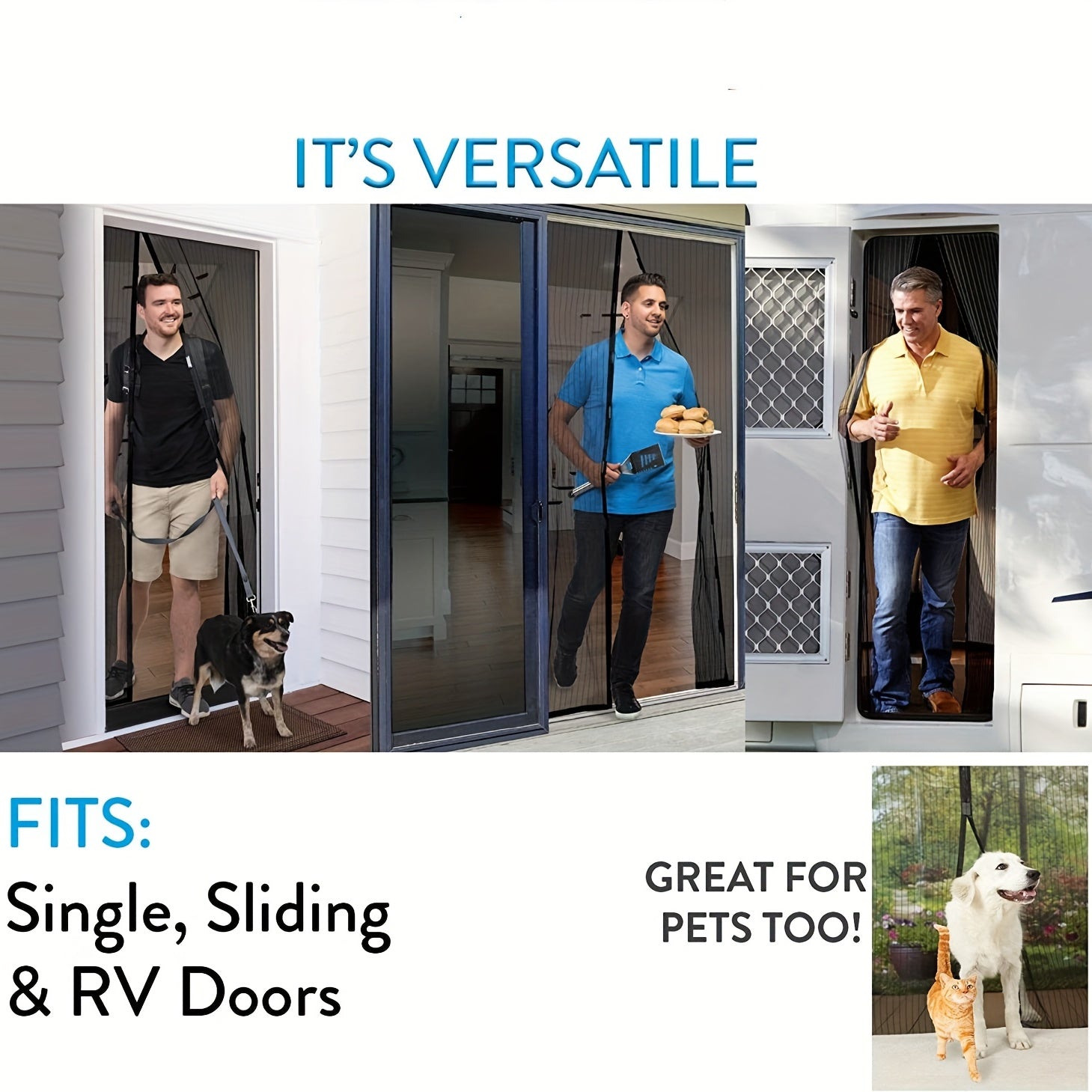 Magnetic Screen Door Self Sealing Heavy Duty Hands Mesh Partition Keeps Bugs Out