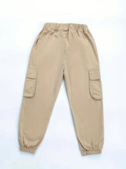 Girls Cargo Pants Elastic Waist Casual Joggers Loose Fit Trousers