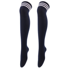 Striped Trim Thigh High Socks Over The Knee Women's Stockings
