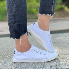 Women's Lace Up Canvas Sneakers Lightweight Casual Flat Shoes