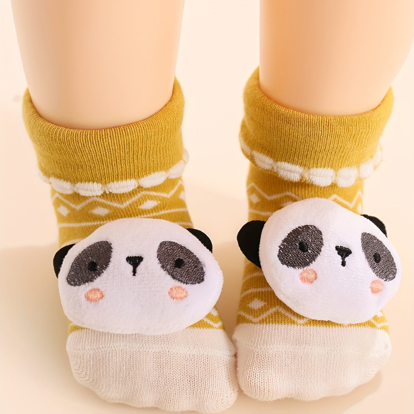 3 Pairs Baby Girls Kid Anti-Skid Floor Socks with Dinosaur Bear Panda Whale Doll