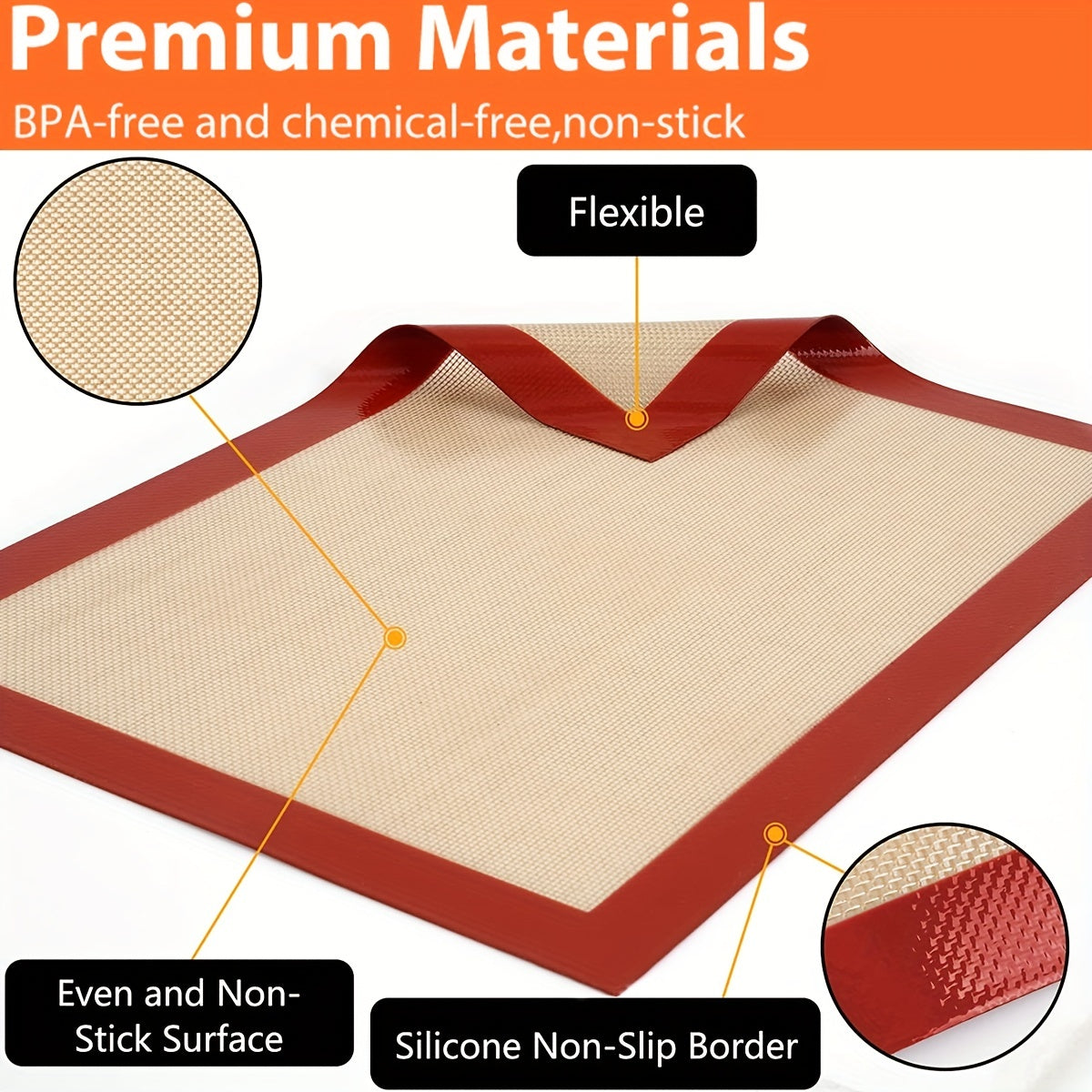 2pcs Silicone Baking Mats 39 88cmx29 Reusable Non Stick Oven Liner