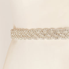 Rhinestone Bridal Belt Crystal Wedding Dress Silver