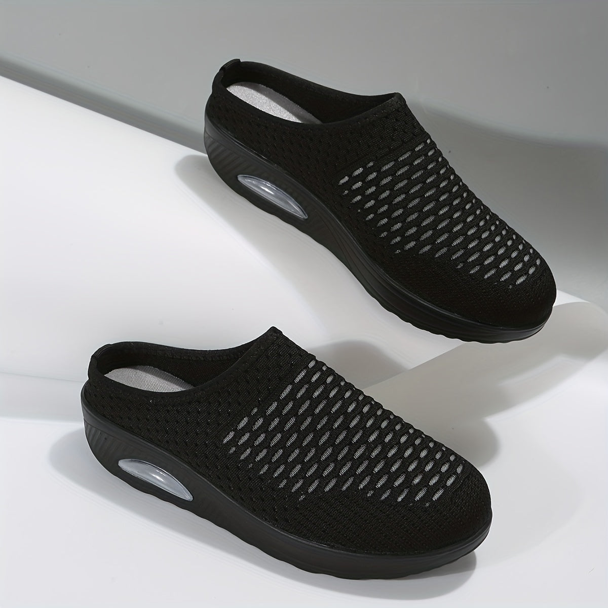 Women's Closed Toe Mule Sneakers Air Cushion Comfort Slip On Shoes