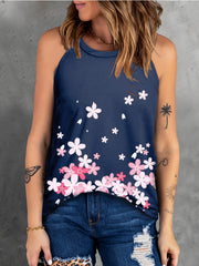 Floral Graphic Halter Tank Tops Summer Sleeveless Shirts Women's Clothing