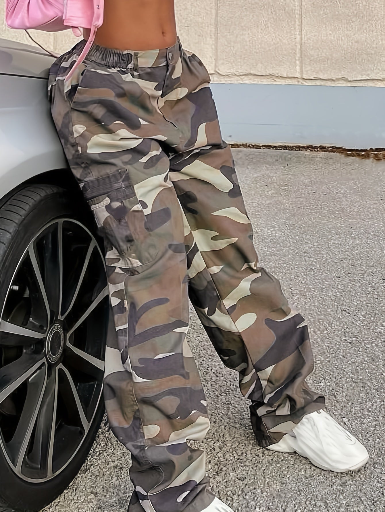 Camo Print Baggy Cargo Pants Y2K Long Length Pants