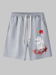 Multicolor Men's Sports Mid Length Pants with Drawstring