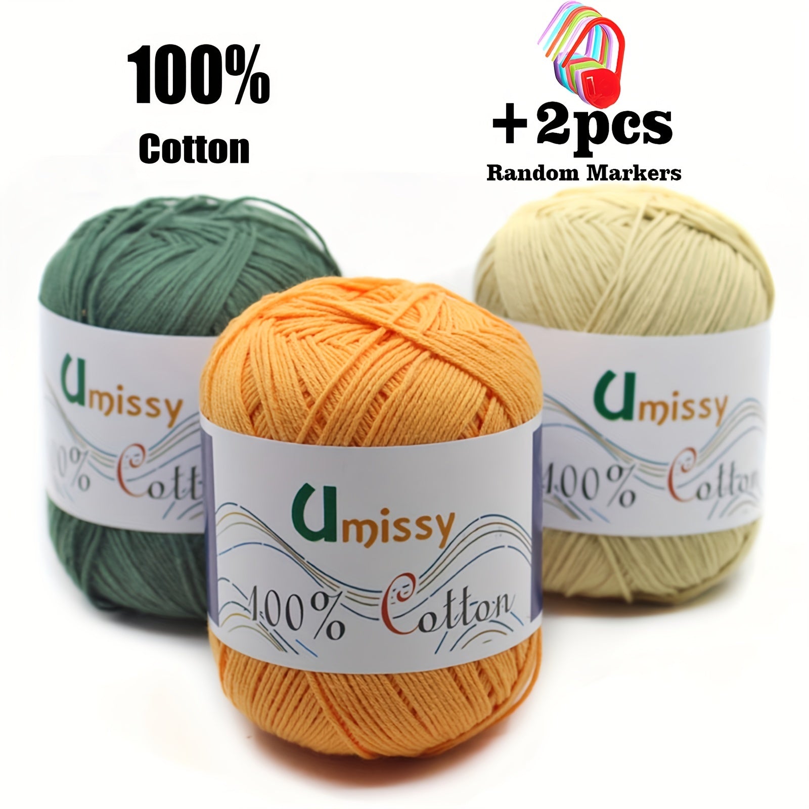 2pcsX50g 100 Cotton Yarn With 2pcs Purple Markers Crochet Yarn