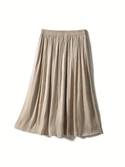 High Waist Pleated A Line Maxi Skirt Women's Clothing